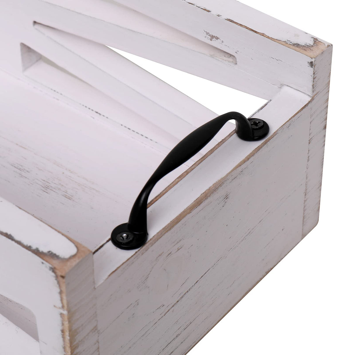 MJYIOK Toilet Tank Basket Rustic White Toilet Paper Holder Bathroom Decor Box,Farmhouse Kitchen Utensil Holder Caddy,for Kitchen MJYIOK