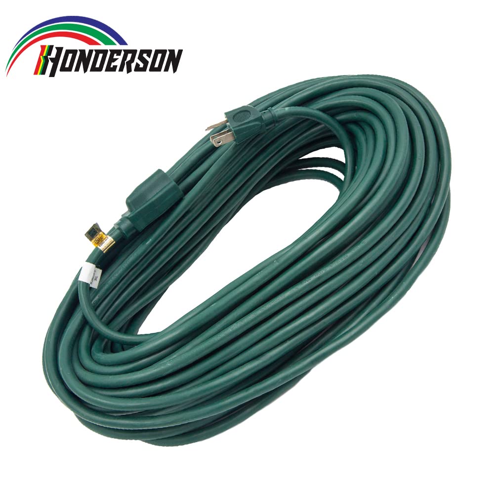 HONDERSON 75FT Outdoor Extension Cord-16/3 SJTW Durable Green Extension Cable with 3 Prong Grounded Plug for Safety,Great for Outside Christmas Decorations HONDERSON