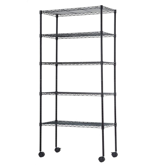 Wire Shelving Unit Metal Shelf Organizer Heavy Duty Wire Rack Storage Unit Rack Utility for Bathroom Office Kitchen (Black, 14" D x 30" W x 60" H)