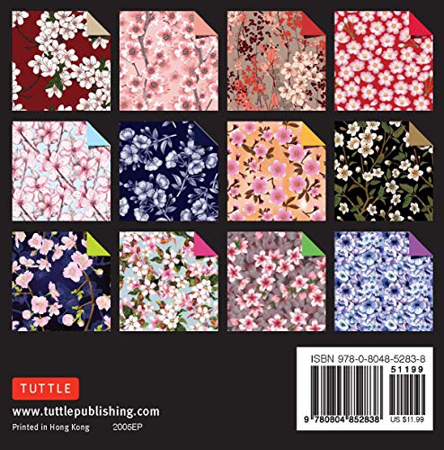 Origami Paper 500 sheets Cherry Blossoms 4" (10 cm): Tuttle Origami Paper: Double-Sided Origami Sheets Printed with 12 Different Illustrated Patterns - WoodArtSupply