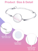 Hicarer 12 Piece Sublimation Metal Trays Set, including 3 Pcs Heat Transfer Bezels Pendant Necklace,3 Pcs Bracelet Bezel Settings with 6 Sublimation Discs for Jewelry Making DIY Hicarer