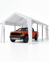 GarveeLife 20'x 10'x 11' Windproof Carport Top Replacement Cover Grey Heavy-Duty Garage Top Tent Shelter Tarp Waterproof & UV Protected (Top Cover ONLY, Frame Not Included) White GarveeLife