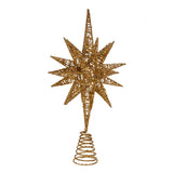 Kurt Adler Un-Lit Gold Glitter Wire 3D Star Treetop, 16.5-inch Length, Gold-Tone, Metal, Holiday Decor Kurt S. Adler