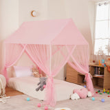 ZRVTM Princess Bed Canopy for Girls - Pink Canopy Princess Castle Dreamy Playhouse Mosquito Net Reading Nook Canopies Play Tent Canopy Bed Curtains for Kids(Twin,Pink), Frame Not Included ZRVTM