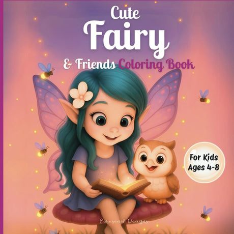 Cute Fairy & Friends Coloring Book: A Magical Forest Adventure with Adorable Animals and Enchanted Creatures for Kids Ages 4–8 (Cute Creatures & Friends Coloring Books) WoodArtSupply
