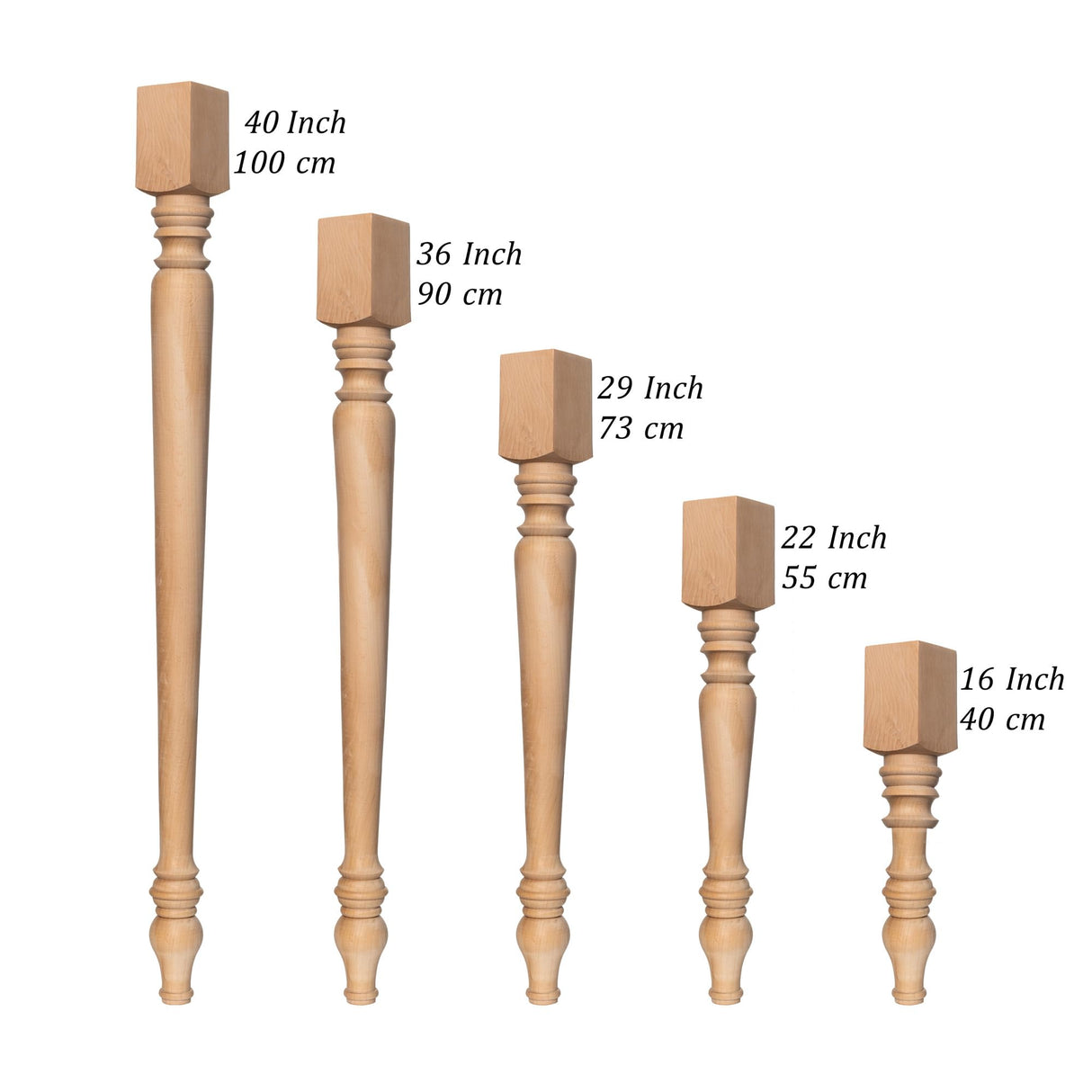 Unique Table Leg, Beech Custom Wood Leg, End Table leg, Mid Century Wooden Leg, Replacement Wood Leg (32 Inch / 80 cm) Generic