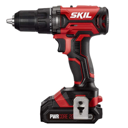 SKIL 4-Tool Kit: 20V Cordless Drill Driver, Impact Driver, Reciprocating Saw and LED Spotlight, Includes Two 2.0Ah Lithium Batteries and One Charger - CB739601, White - WoodArtSupply