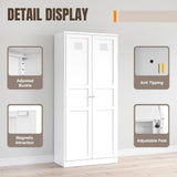 Yizosh Metal Storage Cabinet with 2 Doors and 5 Adjustable Shelves - 71" White Kitchen Pantry Storage Cabinet, 5-Tier Tall Steel Cabinet Locker for Kitchen, Living Room, Dining Room Yizosh