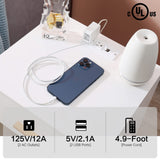 LAPTAIN Nightstand with Charging Station, End Side Table with Storage Drawer and Open Cabinet, Bedside Table for Bedroom, White LAPTAIN
