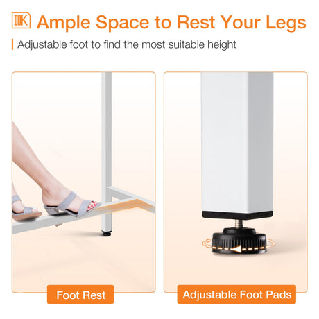 ODK 63-Inch Rectangular Bar Table with Sturdy Legs - Elegant White High Top for Indoor Use ODK