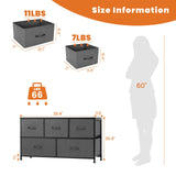 Sweetcrispy Dresser, Dresser for Bedroom Furniture, Storage Drawers, TV Stand Fabric Storage Tower with 5 Drawers, Chest of Drawers with Wooden Top for TV up to 45 inch, for Kids Room, Entryway Sweetcrispy