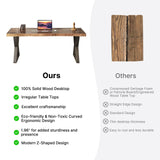 SXXjiaju Solid Wood Computer Desk-55 inch Industrial Natural Wood Office Desk,Heavy Duty Real Wood Study Table,Solid Wooden and Metal Modern Simple SXXjiaju