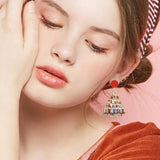 JeanBeau 4 Pairs Christmas Wooden Santa Dangle Drop Earrings Bulk for Women Cute Holiday Earrings Lightweight Wood Round Stud Xmas Book Decoration Accessories Jewelry Gift Jean Beau