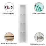 HomVent Modern LED Bookcase Display Cabinet with Glass Doors - Stylish Organiser for Living Room, Bedroom & Office HomVent