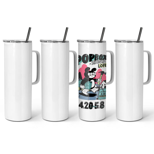 AGH Sublimation Tumblers with Handle 20oz Sublimation Blanks 4 Pack Skinny Straight Stainless Steel Vacuum Insulated Tumblers with Lids and Straws (White) - WoodArtSupply