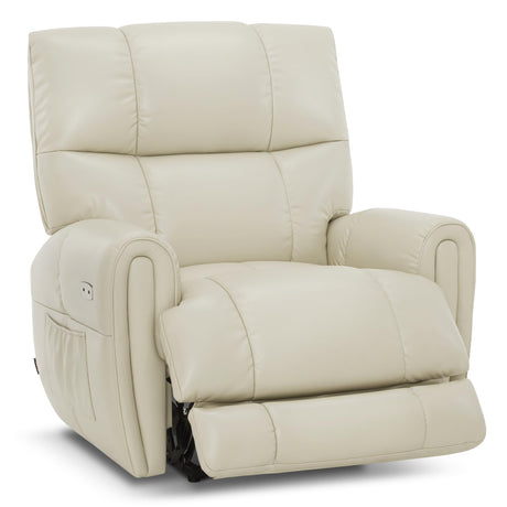 MCombo Large Lay Flat Dual Motor Power Recliner Chair with Heat and Vibration, USB and Type C Ports, Faux Leather Electric Recliner for Living Room, Infinite Position 6199 (Milk White) MCombo