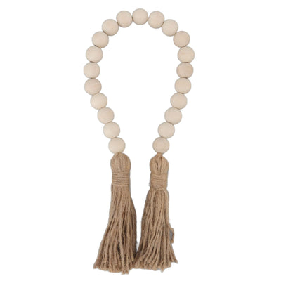 Farmhouse Beads 24in Wood Bead Garland with Tassels Rustic Country Decor Prayer Wall Hanging Bead Decoration for Gifts Ornamen