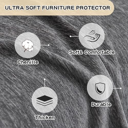 MYSKY HOME Couch Cover for Sectional Sofa, 2 Pieces Couch Covers for L Shape Sofa Cover, Furniture Protector for Pets, Kids, Sofa Slipcover for 2-3 Cushion Couch (71"x118"+71"x118", Dark Grey) MYSKY HOME