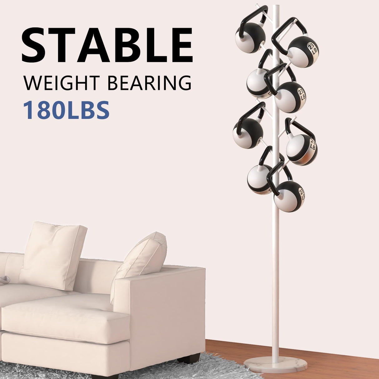 Heavy Duty Coat Rack with Natural Marble Base, Freestanding Metal Coat Stand with 8 Hooks, Modern Stable Coat Hanger Tree for Bags, Jacket, Clothes, and Hats, White Metal Durmmur