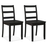 Giantex Wood Dining Chairs Set of 2 Black- Wooden Armless Kitchen Chairs with Solid Rubber Wood Legs, Non-Slip Foot Pads, Max Load 400 Lbs, Farmhouse Style High Ladder Back Wooden Dining Room Chairs Giantex