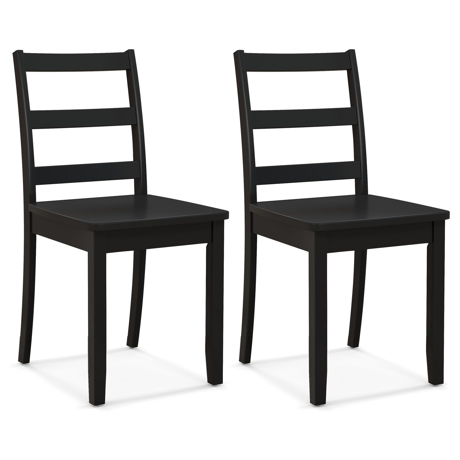 Giantex Wood Dining Chairs Set of 2 Black- Wooden Armless Kitchen Chairs with Solid Rubber Wood Legs, Non-Slip Foot Pads, Max Load 400 Lbs, Farmhouse Style High Ladder Back Wooden Dining Room - WoodArtSupply