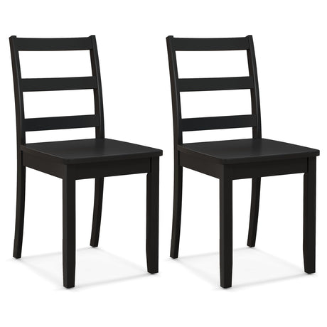 Giantex Wood Dining Chairs Set of 2 Black- Wooden Armless Kitchen Chairs with Solid Rubber Wood Legs, Non-Slip Foot Pads, Max Load 400 Lbs, Farmhouse Style High Ladder Back Wooden Dining Room Chairs Giantex