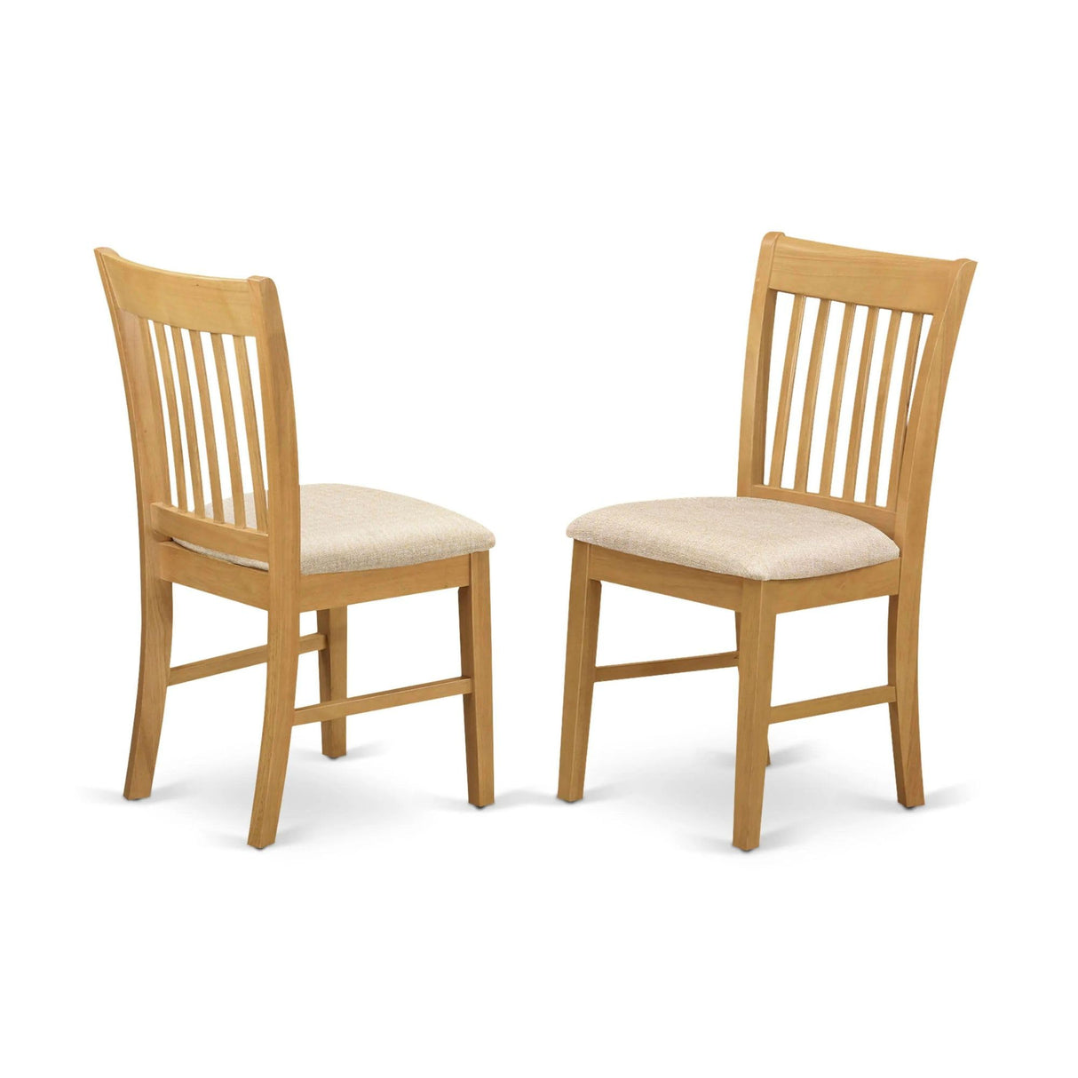 East West Furniture Norfolk Kitchen Dining Linen Fabric Upholstered Wood Chairs, Set of 2, Oak East West Furniture