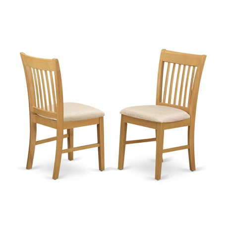 East West Furniture Norfolk Kitchen Dining Linen Fabric Upholstered Wood Chairs, Set of 2, Oak East West Furniture