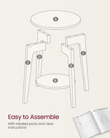 VASAGLE Side Table, Small Round End Table with Lower Shelf, Nightstand for Small Spaces, Living Room, Bedroom, Natural Beige ULET283N01 VASAGLE