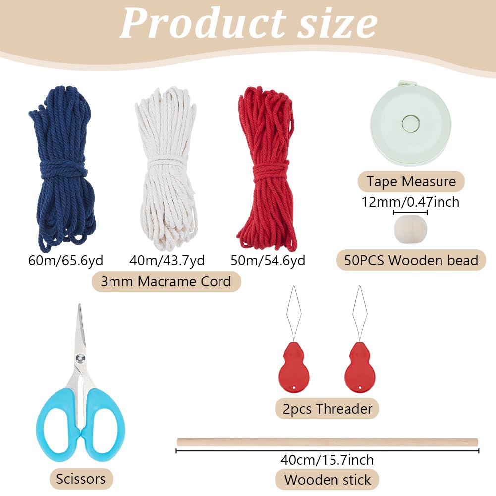 ORIGACH Macrame Independence Day Wall Hanging Kit American Flag Patriotic Decor Macrame Kit for Beginners Adults with Step by Step Tutorial Instruction Fourth of July Ornaments ORIGACH