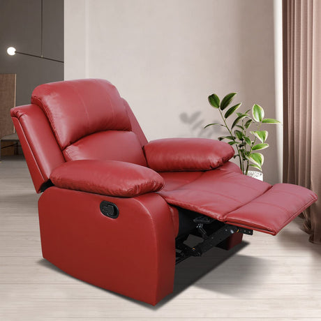 GEBADOL Faux Leather Recliner Chair, Red Leather Armchair, 1-Seater Reclining Chair for Living Room/Bedroom/Office GEBADOL