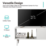 ZenStyle Mid Century Modern Coffee Table, Wooden Retro Coffee Table with Open Storage Shelf for Living Room, Reception, Easy Assembly (White) ZenStyle