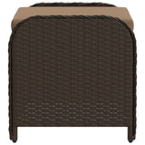 vidaXL Patio Stool with Cushion - Brown Poly Rattan Outdoor Ottoman Seating - Steel Frame - 22.8" x 18.1" x 18.1" vidaXL