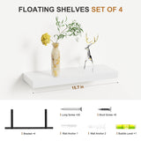 Bellsal Floating Shelves for Wall, White Engineered Wood Wall Shelf Set of 4, 16" Wall Mounted Floating Shelf for Kitchen, Living Room, Bedroom, Bathroom Storage, Book Shelf for Walls Home Decor Bellsal