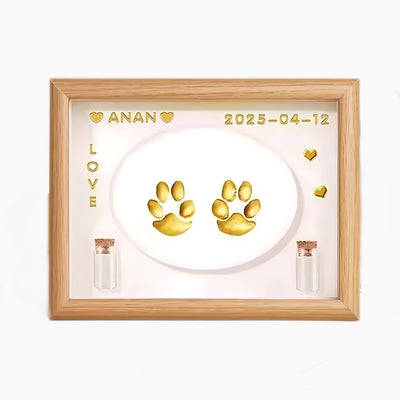 Pet Memorial Shadow Box with Paw Print Impression Kit Keepsake, 6.7”X8.66” Dog Cat Picture Frame, DIY Pawprint Clay Ornament Gift, Acrylic Loss of Dogs Sympathy Gifts with 2 Hair Bottle for Pets Lover