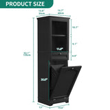 YITAHOME Tilt Out Laundry Hamper Cabinet, 53" Tall Hidden Laundry Hamper with Drawer, Bathroom Storage Cabinet Shelf with a Clothes Basket, Black YITAHOME