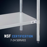 Profeeshaw Stainless Steel Prep Table NSF Commercial Work Table with Backsplash and Undershelf for Kitchen Restaurant 24×72 Inch Profeeshaw