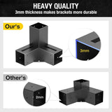 ZEKOO Pergola Brackets Kit 4x4 Gazebo Brackets Heavy Duty Black Powder-Coated 3-Way Right Angle Corner Brackets with Post Bases Pergola kit for Outdoor Pergola Gazebo Patio Garden ZEKOO