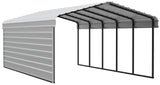Arrow Carports Galvanized Steel Carport, with 1-Sided Enclosure, Compact Car Metal Carport Kit, 12' x 24' x 7', Eggshell Arrow Shed