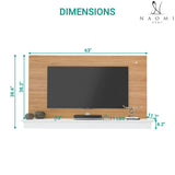 Naomi Home Deborah Floating Entertainment Center for up to 55 inch TVs, TV Wall Panel with LED Strip and Shelf, Floating TV Stand, Natural,White Naomi Home