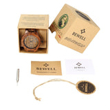 BEWELL W086B Mens Wooden Watch Analog Quartz Lightweight Handmade Wood Wrist Watch (Zebra Wood) BEWELL