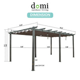 Domi Outdoor Retractable Pergola 11' x 20',Heavy-Duty Aluminum Shelter with Double Sun Shade Pavilion Extra Large Canopy for Gardens Backyard and Decks,Dark Grey domi outdoor living