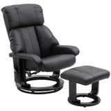 HOMCOM Massage Recliner Chair with Ottoman, 360° Swivel Recliner and Footstool, 10 Point Vibration, PU Leather Reclining Chair with Side Pocket and Remote Control, Black HOMCOM