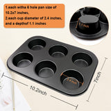 ASBAYSON 2 Packs Premium Steel Muffin Pan for Baking, Round Muffin Baking Pan, Baking Tray for Muffins, Cupcakes, Brownie(Black, 6 Cup) ASBAYSON