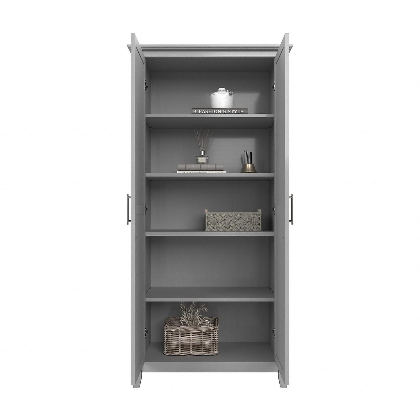 Bush Furniture Key West Tall Storage Cabinet with Doors in Cape Cod Gray