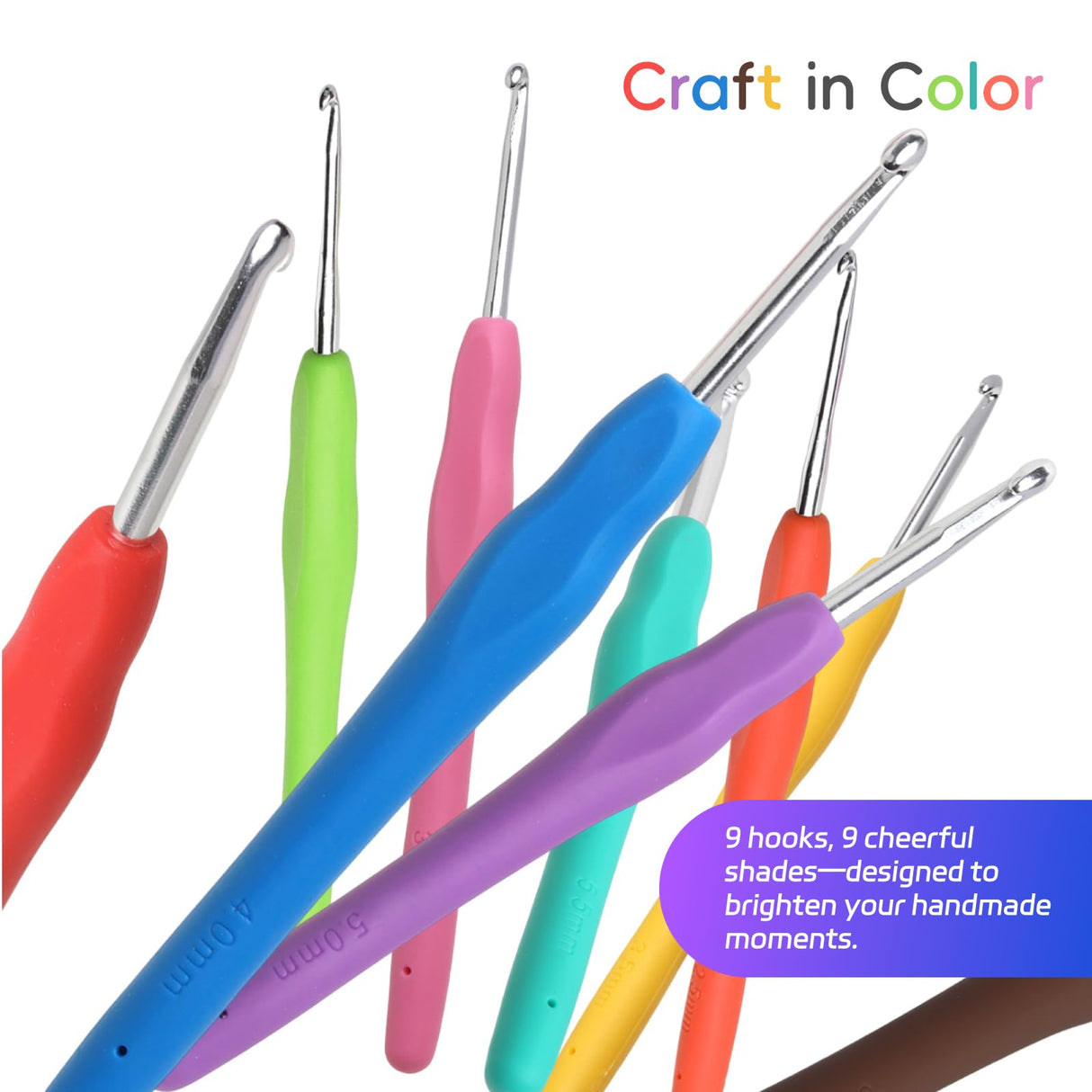 9PCS Ergonomic Crochet Hooks Set by Flickzo – Aluminum Crochet Hook Set with Soft Silicone Handles (2-6mm), Crochet Kit for Beginners with Crochet Tools & Knitting Accessories Flickzo