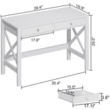 ChooChoo Computer Desk Study for Home Office, Modern Simple 40 Inches White Desk with Drawers, Makeup Vanity Console Table ChooChoo