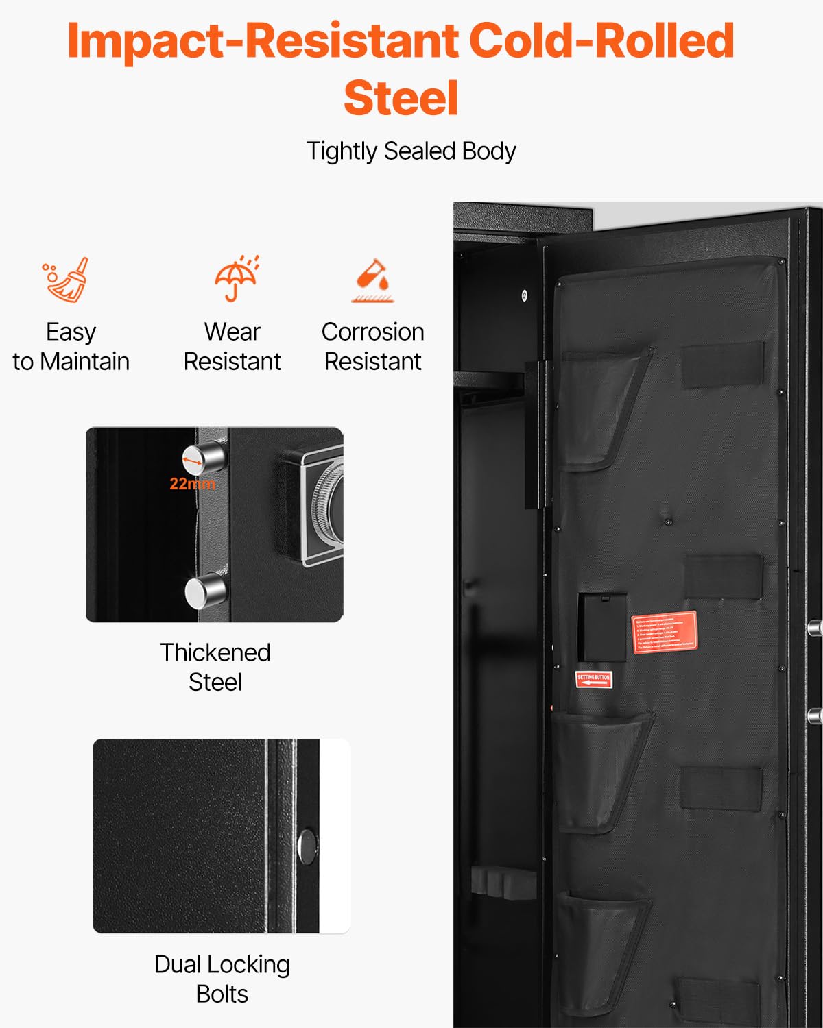 VEVOR Gun Safe, 8-10 Rifle Safes with Quick Access Digital Keypad, Anti-Theft Design Locking Gun Cabinet, Easy to Install, Tall Home Security Safe with Removable Shelf for Rifles Shotguns Pistols VEVOR