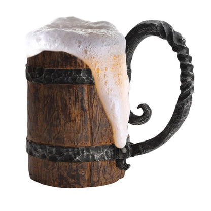 Vintage Handmade Wooden Beer Barrel Mug,Bar Restaurant Mug With Handle,Resin Bucket Mug for Men Coffee Beverage Cocktail,Stainless Steel Liner Beer Stein Tankard Beer Cup Unique Gift Mug - WoodArtSupply