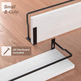 RICHER HOUSE White Bathroom Shelves, Small Floating Wall Mounted Shelf for Bathroom Decor, Guard-Rail Wood Shelving Organizer Over Toilet Kitchen Storage Shelves Set of 2 - White RICHER HOUSE